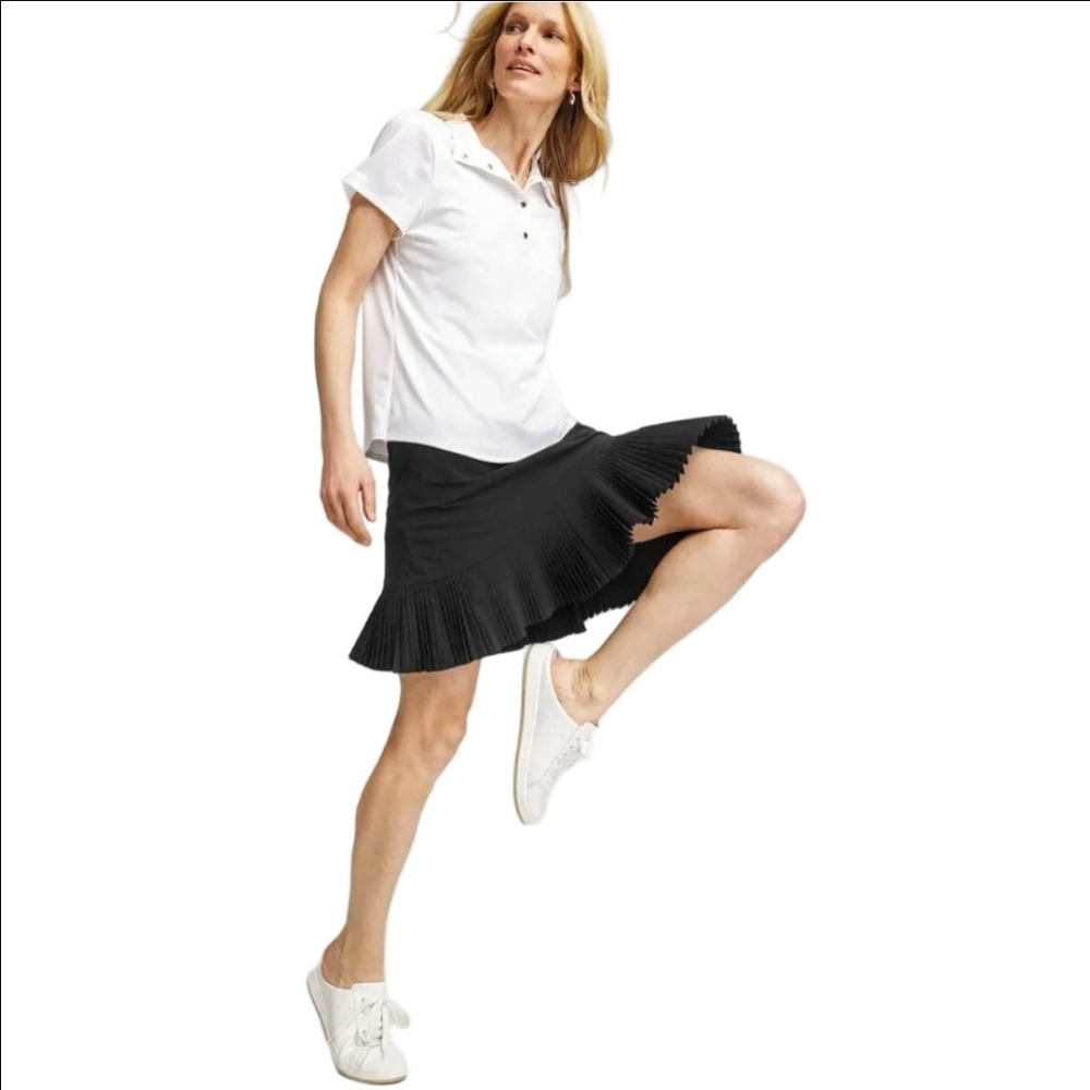 🆕 CHICO'S ZENERGY BLACK NEEMA UPF 50+ PLEATED SKORT SKIRT TENNIS GOLF - Picture 7 of 14